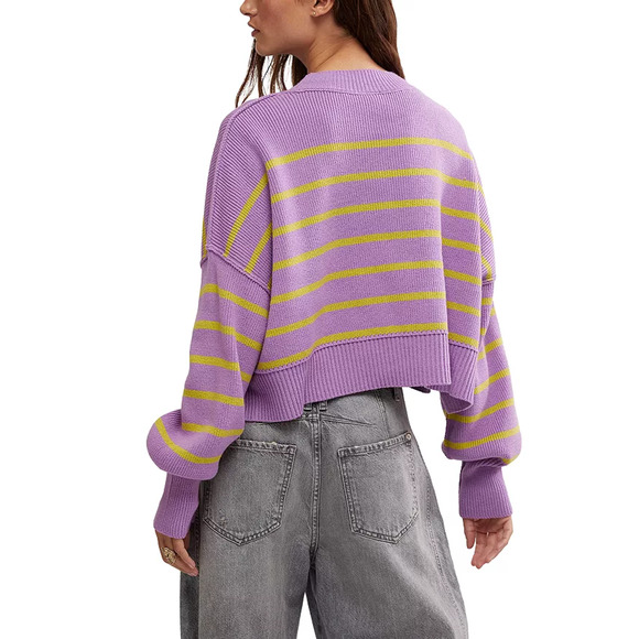 Free People Purple and Yellow Striped Sweater - Picture 3 of 11